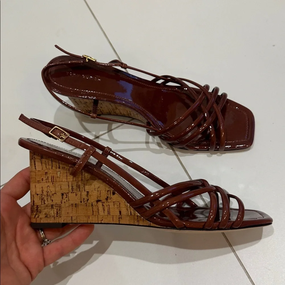 Tory Burch Multi Strap Wedge Sandals 75mm Women's  9.5 nwt